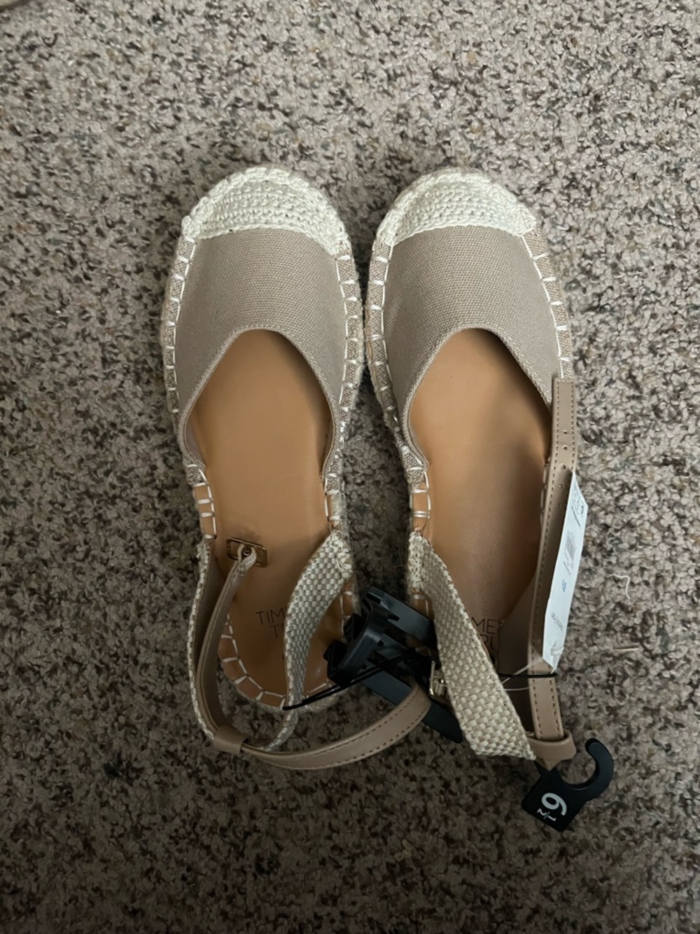 Time and Tru Tan and Cream Woven Espadrille Flats